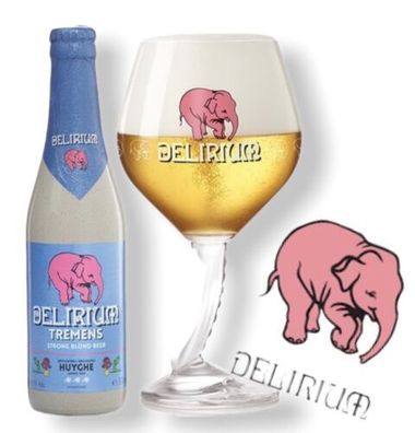 4x Delirium Tremens 0,33 l Belgien Starkbier Bier inkl. orig. Glas + Bierdeckel