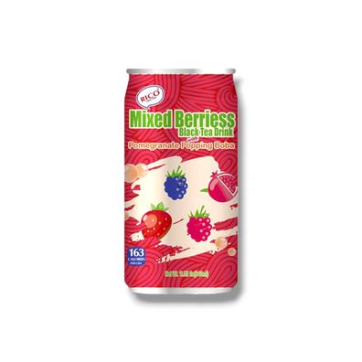 RICO Black Tea Drink Mixed Berries mit Granatapfel Boba aus Taiwan 24x 0,33 L
