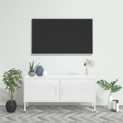 TV-Schrank Weiß 105x35x50 cm Stahl (Farbe: Weiß)
