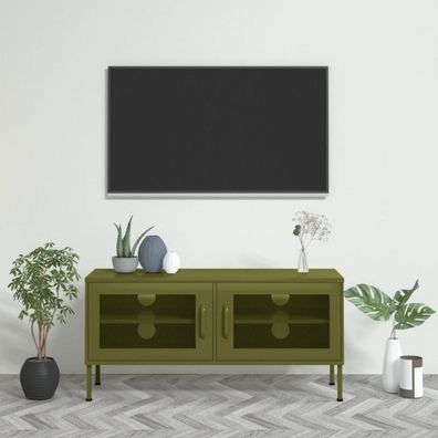 TV-Schrank Olivgrün 105x35x50 cm Stahl (Farbe: Grün)
