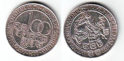 100 Schilling Silber Münze Österreich 500 Jahre Münze in Hall 1977 (111591)
