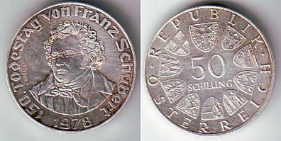 50 Schilling Silber Münze Österreich 150. Todestag von Franz Schubert 1978 (112175)