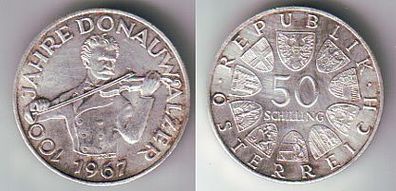 50 Schilling Silber Münze Österreich 100 Jahre Donauwalzer 1967 (111840)
