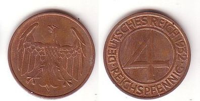 4 Pfennig Kupfer Münze Weimarer Republik 1932 F "Brüning Taler" (109375)
