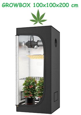 JUNG Growbox Growzelt Indoor 100x100x200cm Gewächshaus Cannabis Balkon Grow Hanf
