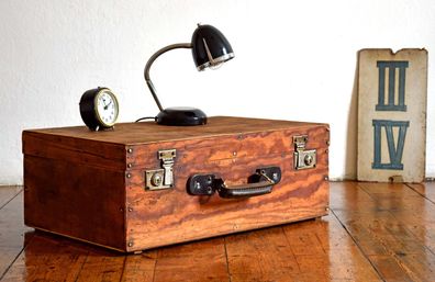 Kiste mit Deckel Holz Alt Antik Vintage Holzkoffer Groß Reisekoffer Truhe Kasten