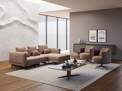 Sofagarnitur Luxus Möbel Sofa L-Form 2x Sessel Polstermöbel Neu Couchtisch