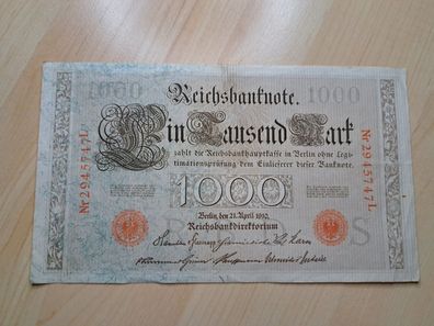 1000 Reichsmark Reichsbanknote brauner 1000er 1910