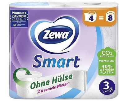 Zewa Smart 3-lagiges Toilettenpapier, 4 Rollen