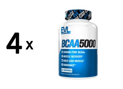 4 x EVL Nutrition BCAA 5000 Caps (240)
