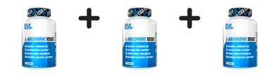 3 x EVL Nutrition L-Arginine 1500 (100 caps) Unflavoured