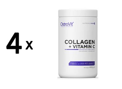 4 x OstroVit Collagen + Vitamin C (400g) Raspberry Lemonade and Mint