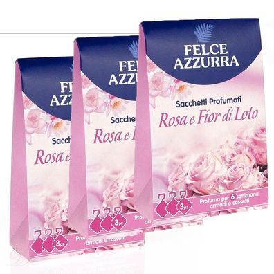 Paglieri Felce Azzurra Duftkissen Rose & Lotusblüte 3 Packungen à 3 St.