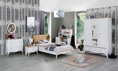 Komplett Jugendzimmer Set Bett Kleiderschrank Kommode 5tlg Möbel Luxus