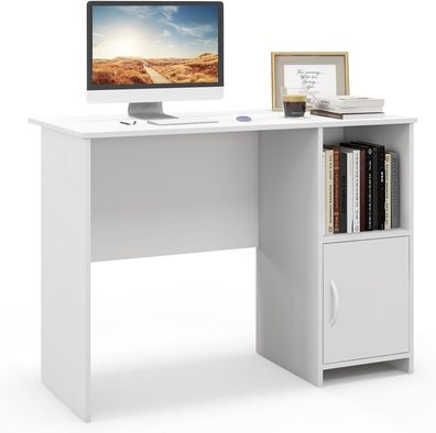 Schreibtisch mit Schrank, Computertisch mit Kabellöchern und offenem Regal, Bürotisch