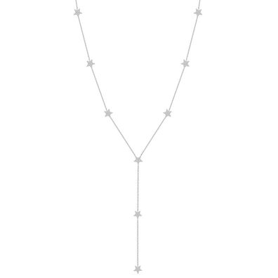 Lange Halskette mit Sternquaste für Damen, 925er-Sterlingsilber