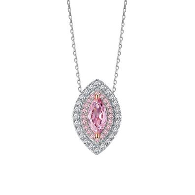 Augenform rosa Diamant Halskette Frauen S925 Sterling Silber Luxus High Carbon