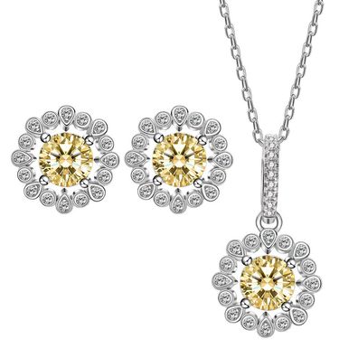 Spitzen-Vierklaue mit 6 mm gelbem Diamant-Halsketten-Ohrring-Diamant mit hohem