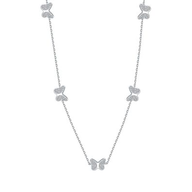 S925 Sterling Silber Schmetterling Halskette Damen Einfache Farbfreie