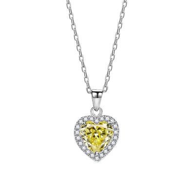6 mm Liebesförmige gelbe Diamant-Halskette für Damen, Schlüsselbeinkette aus