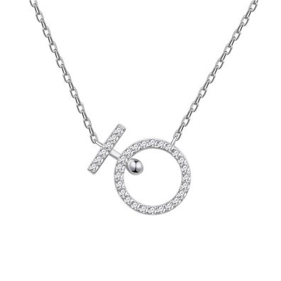 Einfache FrauenLogo-Symbol-Halskette FrauenTemperament Sterling Silber