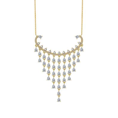 Quasten-Halskette für Damen, 925er-Sterlingsilber, elegant, luxuriös, edel