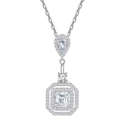 Reiner weißer Diamant mit quadratischer Fase, 6 x 6 Pagoden-Halskette für Damen,