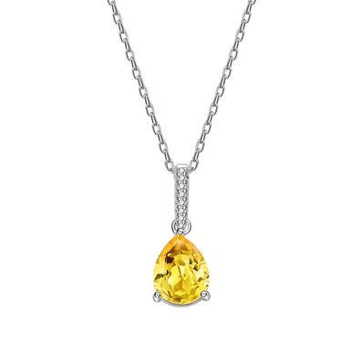 Tropfenförmige Halskette mit gelbem Diamant für Damen. Schlüsselbeinkette aus