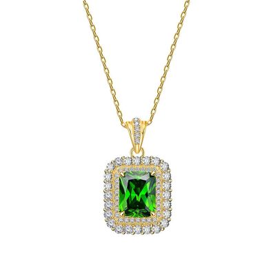 Smaragd 8 * 10 Edelstein Halskette Frauen Elegante Luxus Bankett Sterling Silber