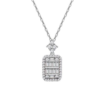 Rechteckige Halskette mit Diamanten aus 925er-Sterlingsilber mit hohem