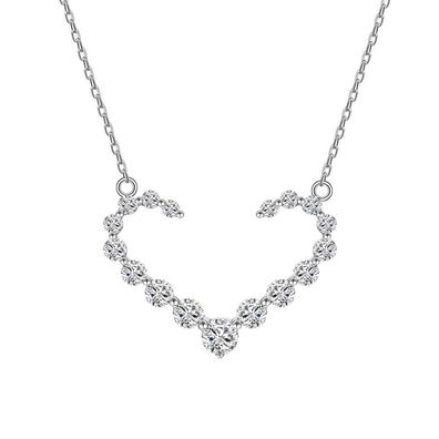 Liebe eingelegte 5A-Zirkon-Halskette für Damen, 925er-Sterlingsilber,