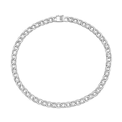 Kubanische Halskette Damen Sterling Silber Mikro-Intarsien-Diamantkette
