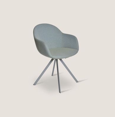 Grauer Polsterstuhl Luxus Textil Sessel Esszimmer Möbel Stiler Einsitzer