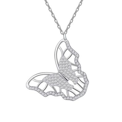 Seiko Mikro-Intarsien-Schmetterlings-Halskette für Damen, Schlüsselbeinkette aus