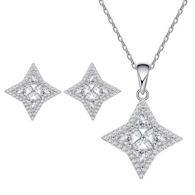 4 Munxing Micro Diamond Halskette Ohrringe Damen S925 Sterling Silber Anzug