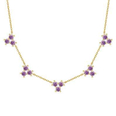 Vergoldete 18-Karat-Goldfarbe mit lila Diamant-Schneeflocken-Halskette für Damen,