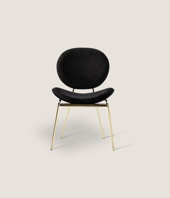 Schwarzer Designer Stuhl mit Edelstahlfüßen Moderne Esszimmerstühle