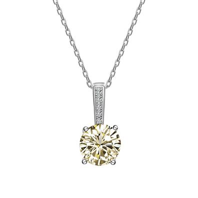 Halskette aus S925-Sterlingsilber für Damen, 7 mm, hellgelber Diamant mit hohem
