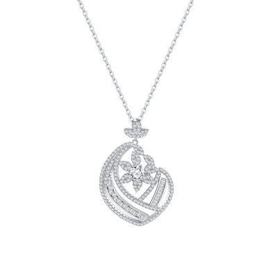 Damen-Schlüsselbeinkette aus S925-Silber mit Diamant-Blumen-Halskette