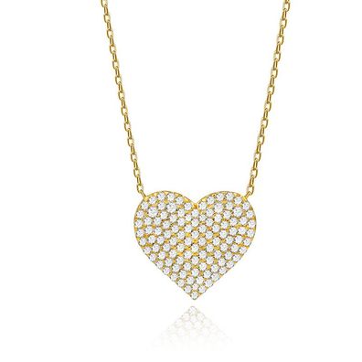 925 Sterling Silber Love Full Diamond Intarsien Anhänger Halskette Damen