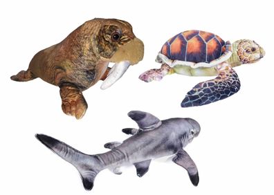 1 Plüschtier Schildkröte, Hai, Walross, Wassertier Meerestier Kuscheltiere Stofftiere