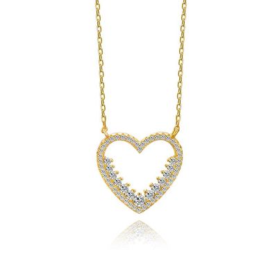 S925 Sterling Silber Love Mikro-Intarsien-Halskette für Mädchen, einfach