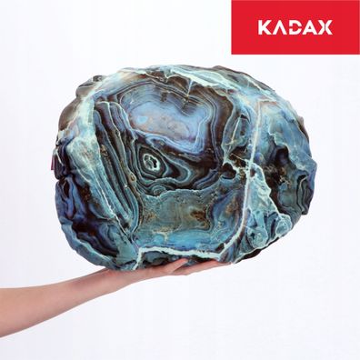 KADAX Kissen aus Velour, 33 x 41 cm, Zierkissen mit Steinmotiv, Sofakissen