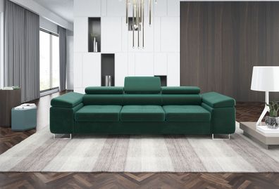 Couch Sofa VANITY 260 cm verstellbare Kopfstützen Schlaffunktion wasserdichter Stoff