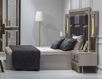 Betten Schlafzimmer Luxus Bettrahmen Design Polster Bett Designer Möbel Gold Neu