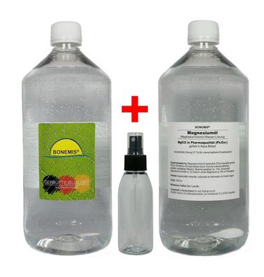 Sparpack Magnesiumöl. 2 Flaschen à 1000 ml plus Sprühfläschchen