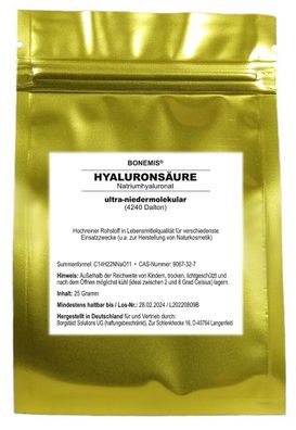 Hyaluron (Anti-Aging-Creme selber machen), Rohstoff für Naturkosmetik, 25 Gramm