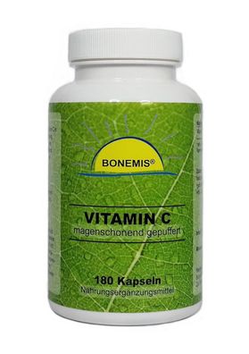 Vitamin C (gepuffert, säurefrei), 180 Kapseln à 650 mg ohne Zusätze, Bonemis®