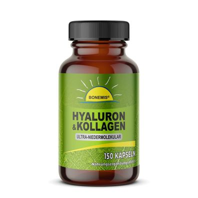 Hyaluron & Kollagen Kapseln, ultra-niedermolekular, 150 Stück, Bonemis®