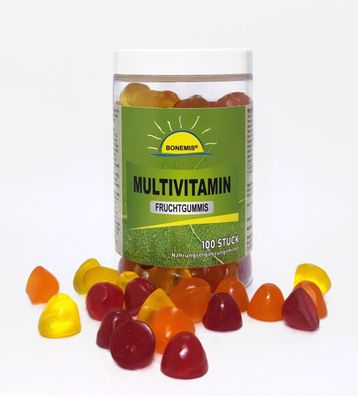 Große Multivitamin Fruchtgummis, vegan, ohne Zuckerzusatz, 100 Stück à 3 Gramm